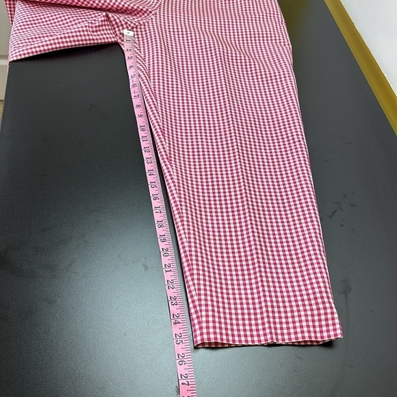 Vtg Talbots Pink Gingham Check Pure Silk Tapered Ankle Pants 14 Pet Pockets - Picture 13 of 15